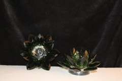 Crystal Amerald Lotus Candleholder - Set of 2