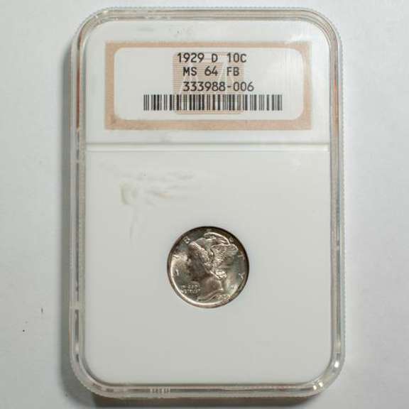 1929 D Mercury Dime MS 64 Full Bands