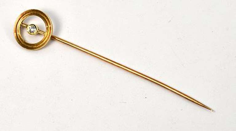 Vintage Diamond Stickpin in 14K Yellow Gold