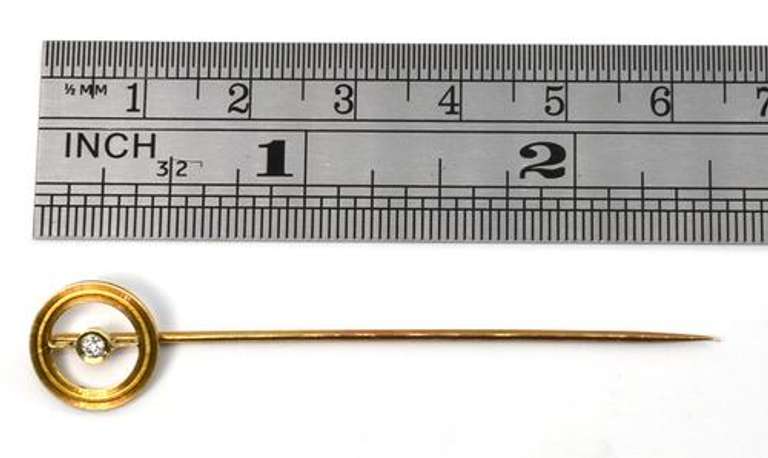 Vintage Diamond Stickpin in 14K Yellow Gold