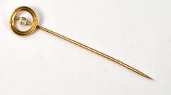Vintage Diamond Stickpin in 14K Yellow Gold