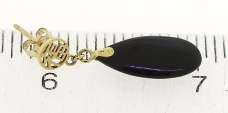 Fantastic Black Onyx and Chinese Symbol Earrings