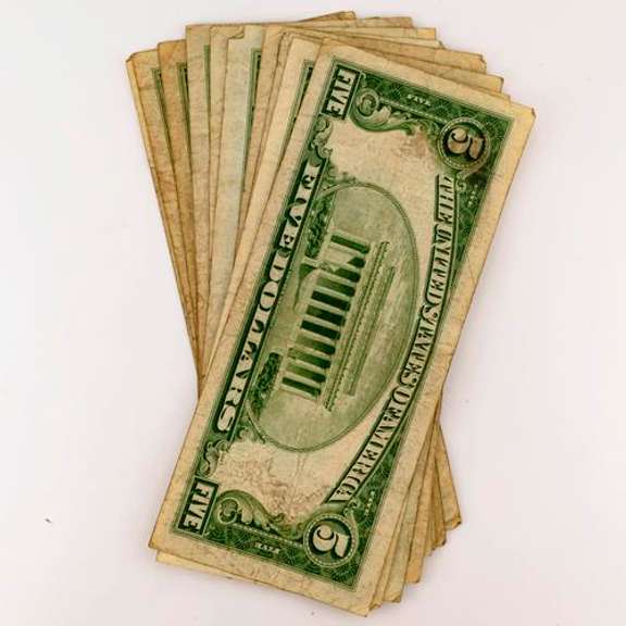 Seven Blue Seal $5 Silver Certificates