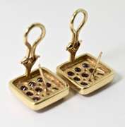 Amethyst and Diamond 14K Square Button Earrings