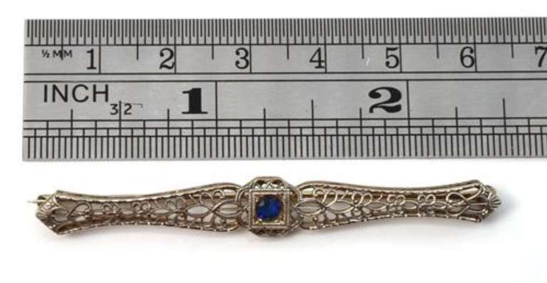 Antique WG & Sapphire Bar Pin