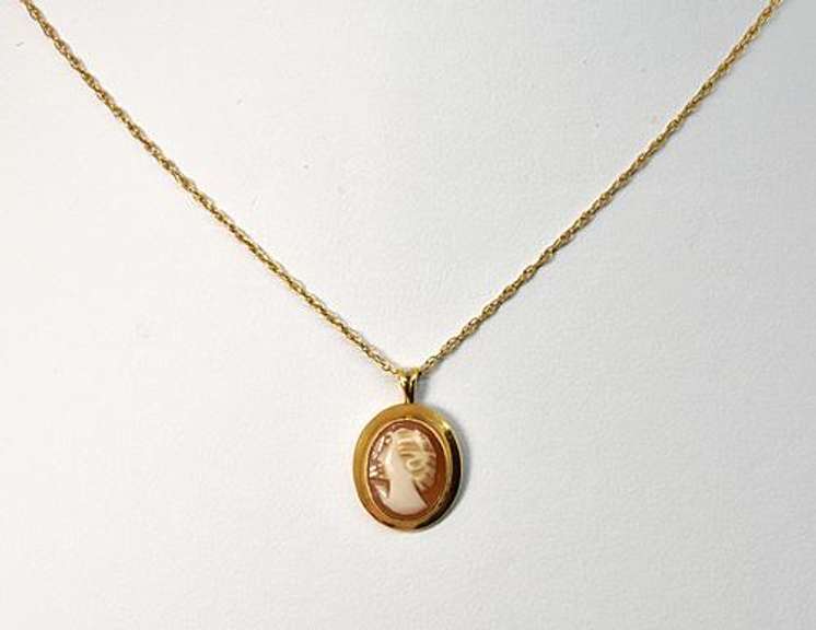 Small Cameo Pendant on Long Necklace