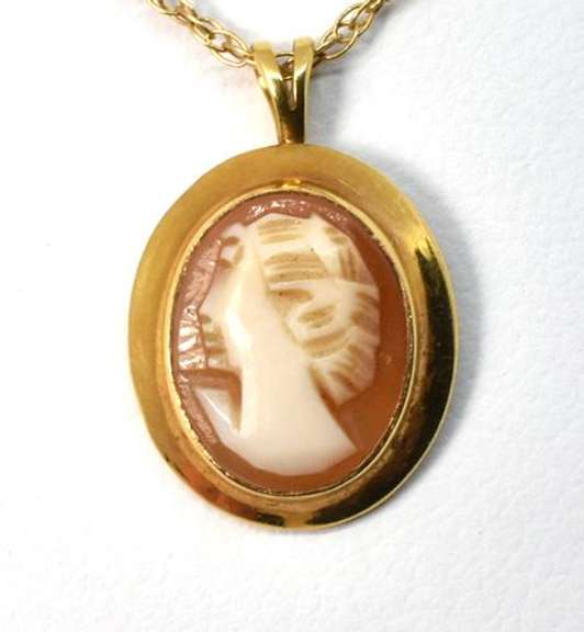 Small Cameo Pendant on Long Necklace