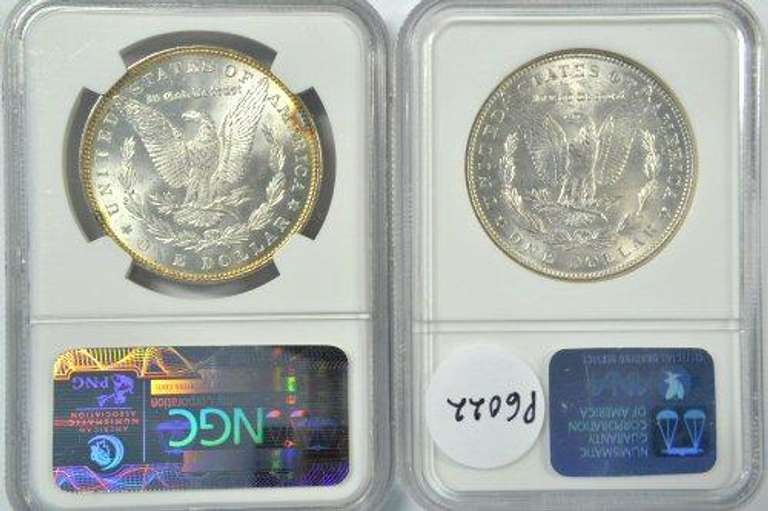 Near Gem BU 1885 & 1886 Morgan Silver Dollars. NGC MS64