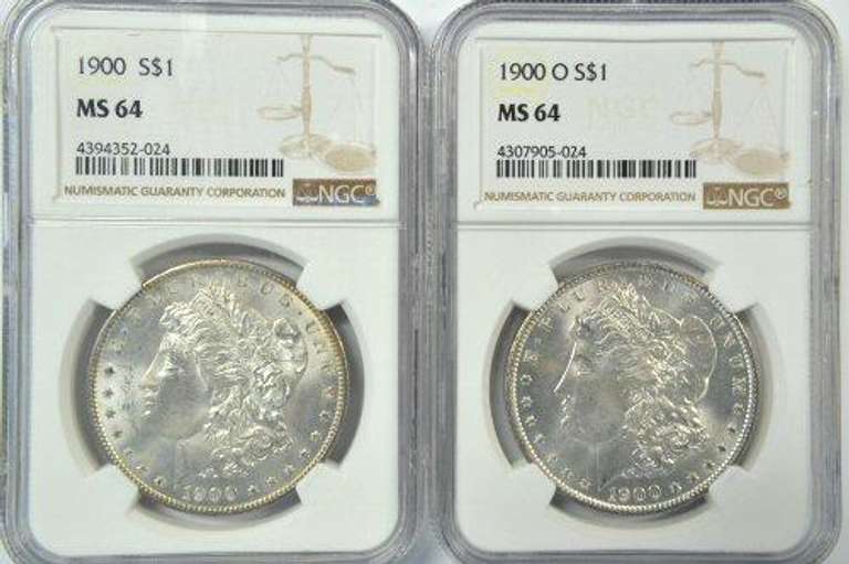 Nearly Gem BU 1900 & 1900-O Morgan Dollars. NGC MS64