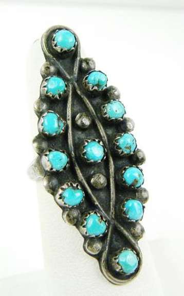 Vintage Sterling Turquoise N.A. Indian Ring, 5