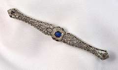Antique WG & Sapphire Bar Pin