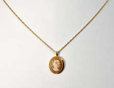 Small Cameo Pendant on Long Necklace