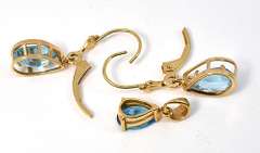 Pear Shaped Blue Topaz Earrings and Pendant