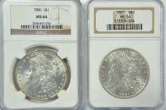 Near Gem BU 1885 & 1886 Morgan Silver Dollars. NGC MS64