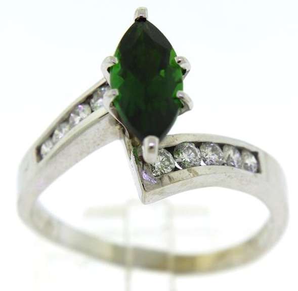 Romantic Marquise Chrome Diopside & Diamond Ring