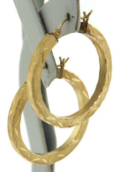 Stylish Diamond Cut & Satin Finish Hoop Earrings