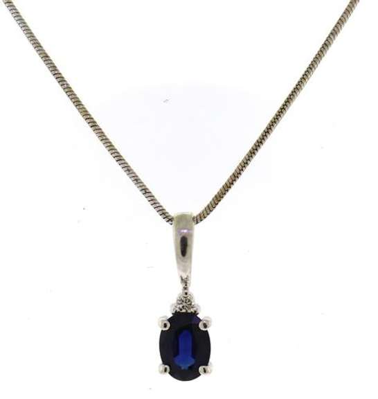 Glowing Blue Sapphire and Diamond Accent Necklace