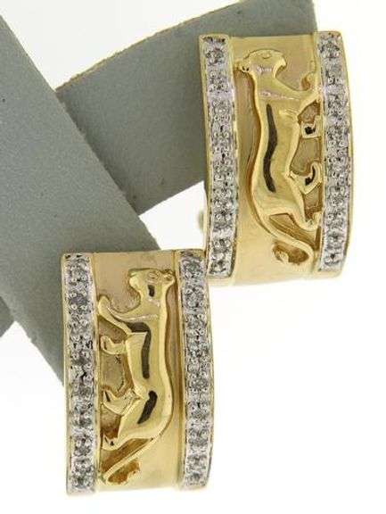 Gorgeous Panther Diamond Accent Earrings