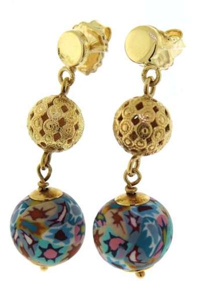 Fantastic Filagree & Multi Color Bead Dangle Earrings