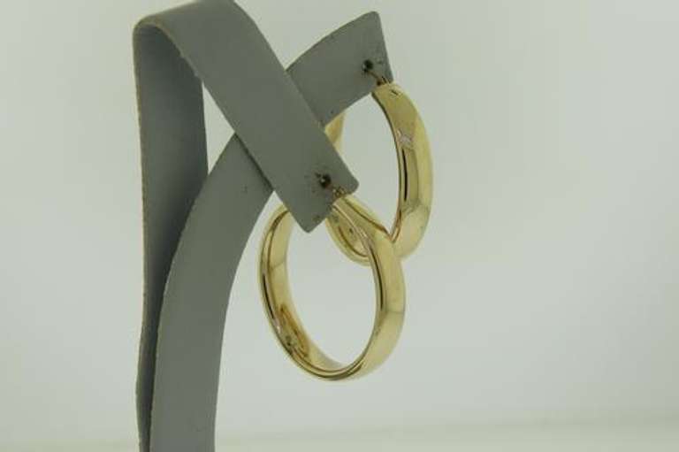 Simple Yellow Gold Wide High Polish Hoop Earrings
