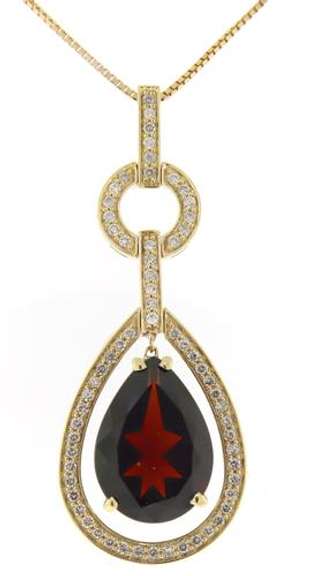 Fantastic Garnet and Diamond Yellow Gold Necklace