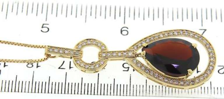 Fantastic Garnet and Diamond Yellow Gold Necklace