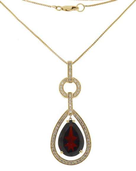 Fantastic Garnet and Diamond Yellow Gold Necklace
