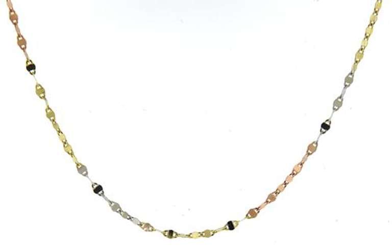 Simple Mirror Flat Link Chain Necklace in 14kt