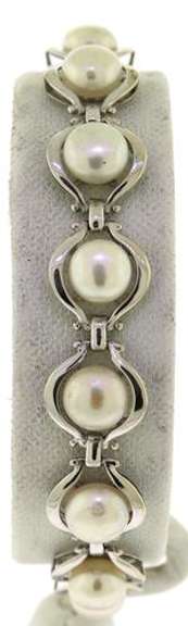 Beautiful White Gold Pearl Link Bracelet