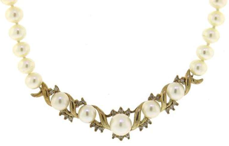 Fabulous Diamond Accent & Pearl Strand Necklace