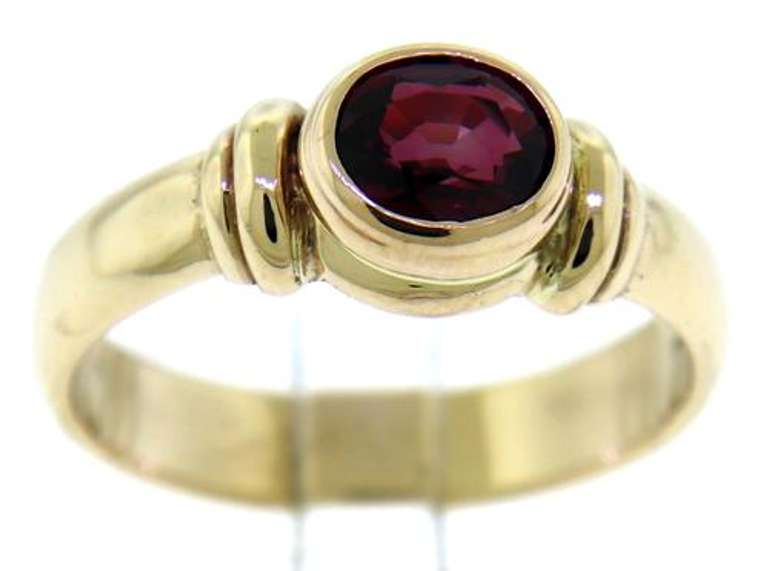 Stately 14kt YG Red Spinel Bezel Set Ring