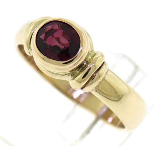 Stately 14kt YG Red Spinel Bezel Set Ring