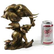 Wildlife Elephant Bull With Calf Cold Cast Sculpture
