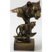 Tiger Head Bust Cold Cast Sculpture