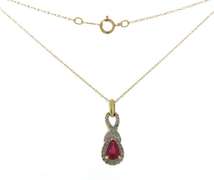 Gorgeous 10kt YG Ruby with Diamond Halo Necklace