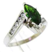 Romantic Marquise Chrome Diopside & Diamond Ring