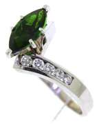 Romantic Marquise Chrome Diopside & Diamond Ring