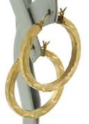 Stylish Diamond Cut & Satin Finish Hoop Earrings