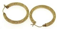Stylish Diamond Cut & Satin Finish Hoop Earrings