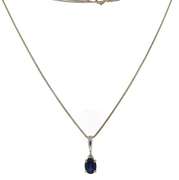Glowing Blue Sapphire and Diamond Accent Necklace