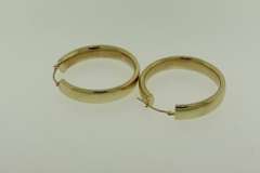 Simple Yellow Gold Wide High Polish Hoop Earrings