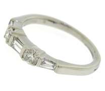 Charming Platinum Baguette and Round Diamond Bar Set Band