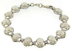 Beautiful White Gold Pearl Link Bracelet
