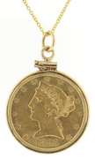 1885 $5 Dollar Liberty Coin Necklace