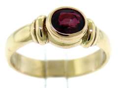 Stately 14kt YG Red Spinel Bezel Set Ring