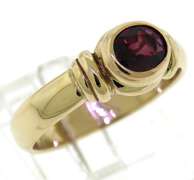 Stately 14kt YG Red Spinel Bezel Set Ring