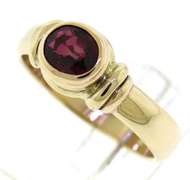Stately 14kt YG Red Spinel Bezel Set Ring