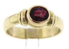 Stately 14kt YG Red Spinel Bezel Set Ring