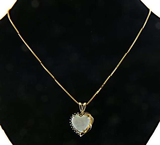 Charming Opal and Emerald Heart Pendant Necklace