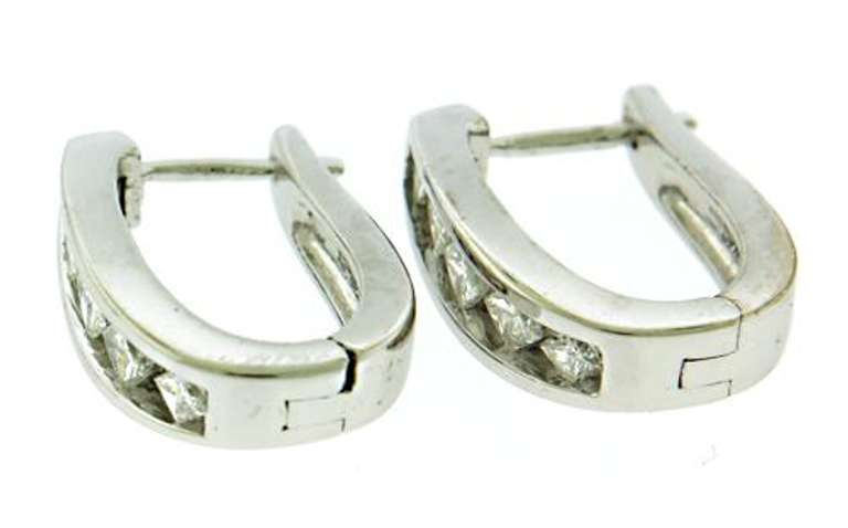 Stunning Princess Cut Channel Set Diamond Hoops